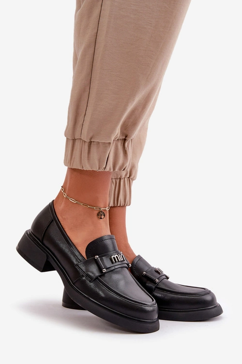 Eleganckie Mokasyny Damskie Z Naturalnej Skóry Czarne Vinceza 91114