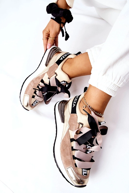 Sportowe Buty Sneakersy Beżowe Dexla