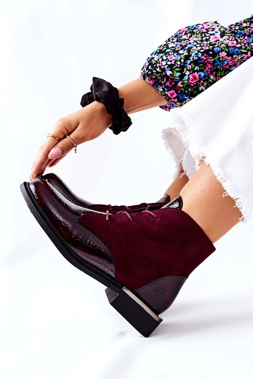 Zamszowe Botki Ocieplane Sergio Leone BT401 Bordowe