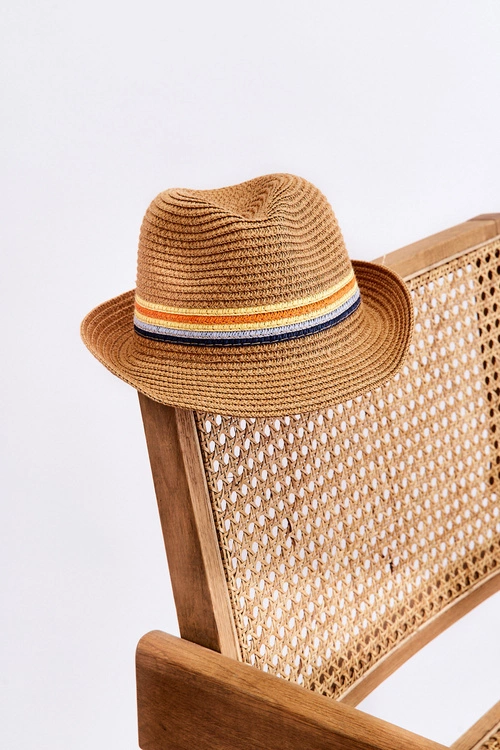 Klasyczny Dziecięcy Kapelusz Z Kolorowymi Paskami Beżowy