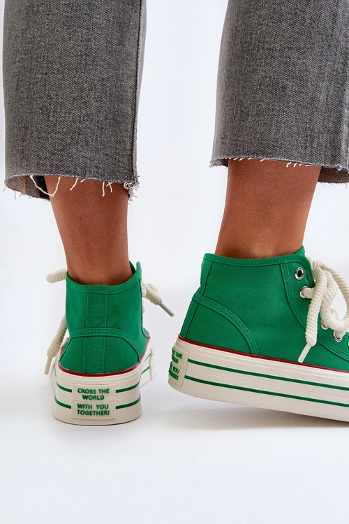 Trampki Damskie Na Platformie Zielone Aineri