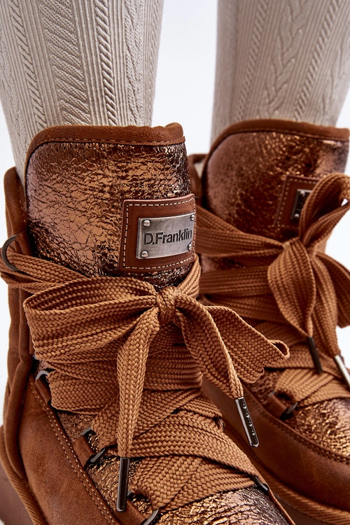 Damskie Śniegowce Z Wiązaniem D.Franklin DFSH370006 Brązowe