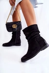 Damskie Zamszowe Wysokie Botki Czarne Venis