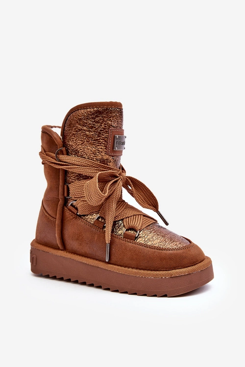 Damskie Śniegowce Z Wiązaniem D.Franklin DFSH370006 Brązowe