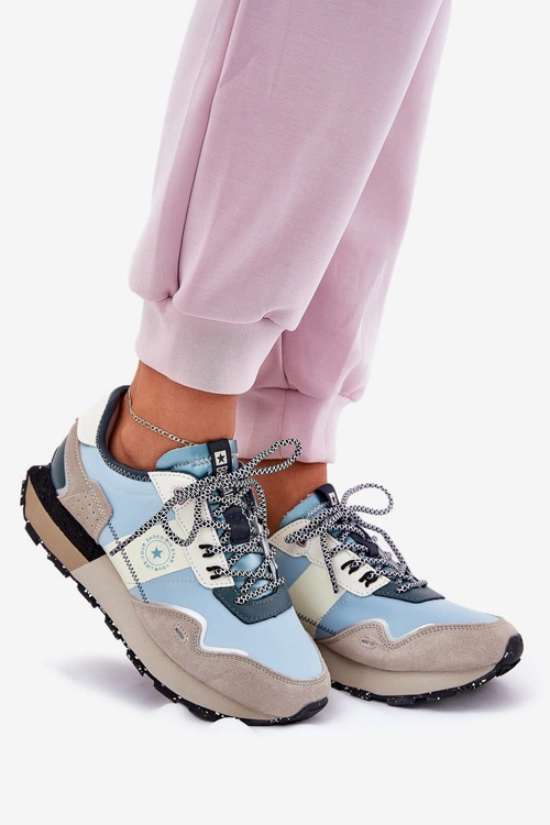 Zamszowe Sneakersy Damskie Big Star RR274245 HI-POLY SYSTEM Szaro-Niebieskie
