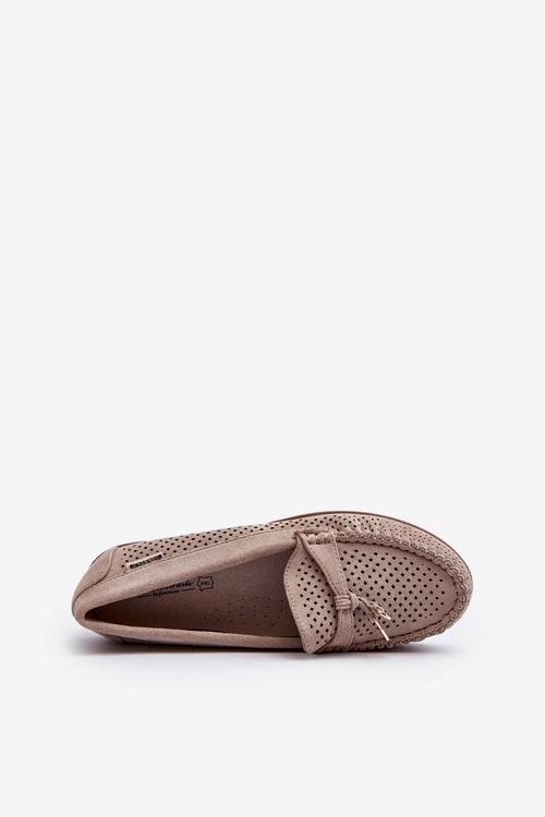 Damskie Ażurowe Mokasyny Beżowe Twista