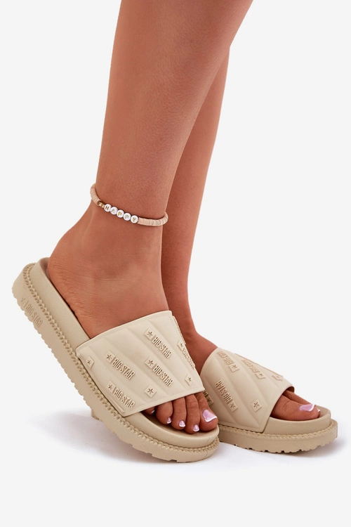 Klapki Damskie Na Platformie Big Star RR274A542 Beżowe