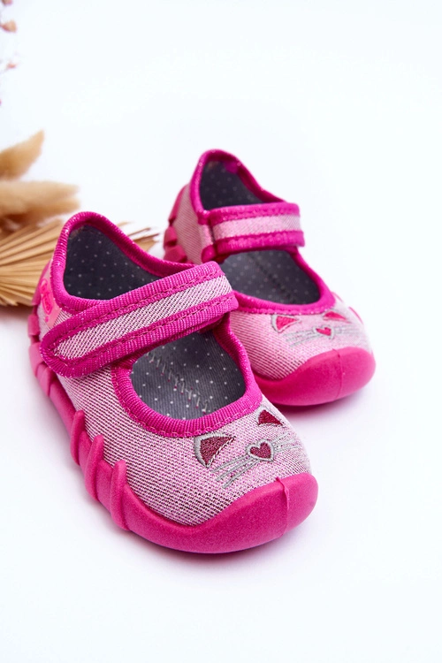 Papcie Baleriny Błyszczące Kotki Befado 109P235 Różowe