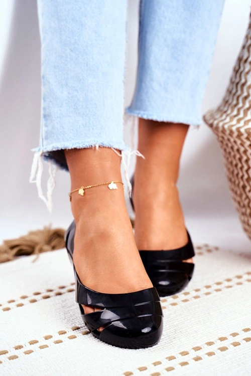 Damskie Baleriny Pachnące Gumowe ZAXY Czarne FF285053