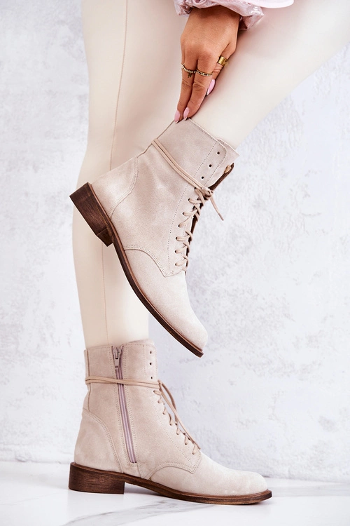 Botki Zamszowe Nicole Jasnobeżowe 2697