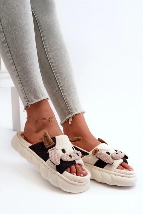 Miękkie I Wygodne Kapcie Damskie Krowy Jasnobeżowe Paivessa