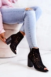 Botki Na Słupku Ażurowe Czarne Brittany
