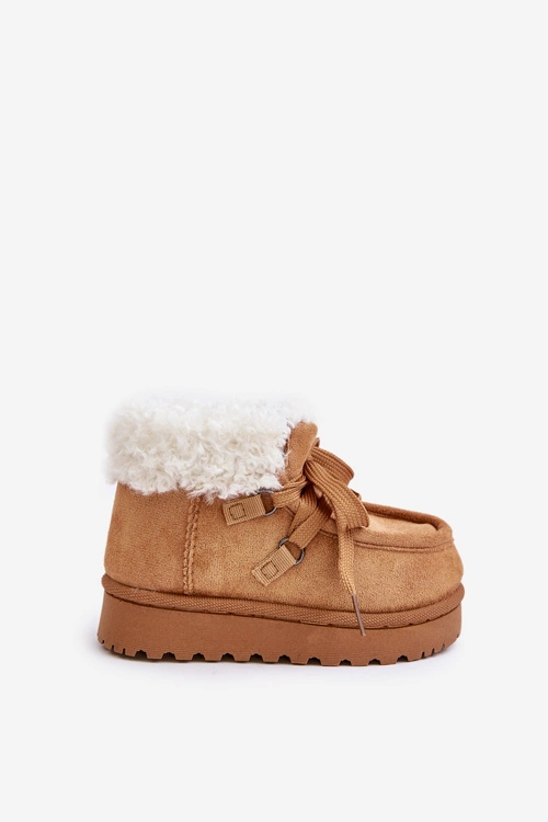 Śniegowce Botki Dziecięce Ocieplane Futerkiem Camel Adelane