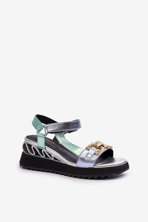 Sandały Damskie Na Koturnie D&A CR954 Zielone