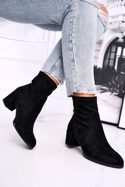 Botki Damskie Na Obcasie Sergio Leone Czarne BT151