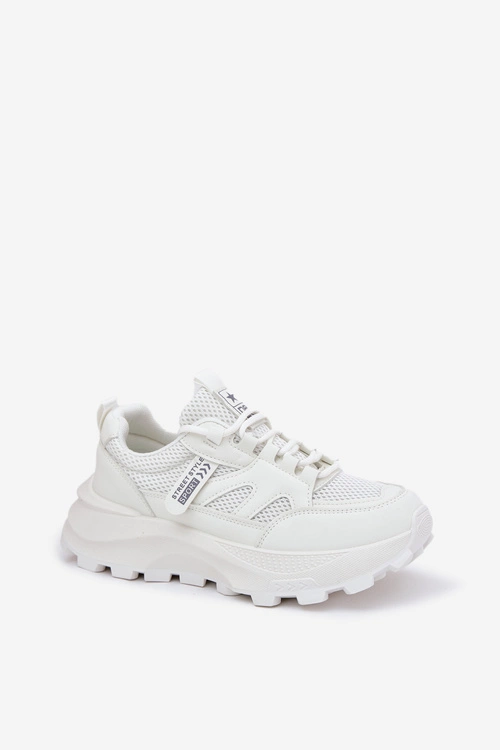Buty Sportowe Sneakersy Damskie Na Grubej Podeszwie Białe Prononice