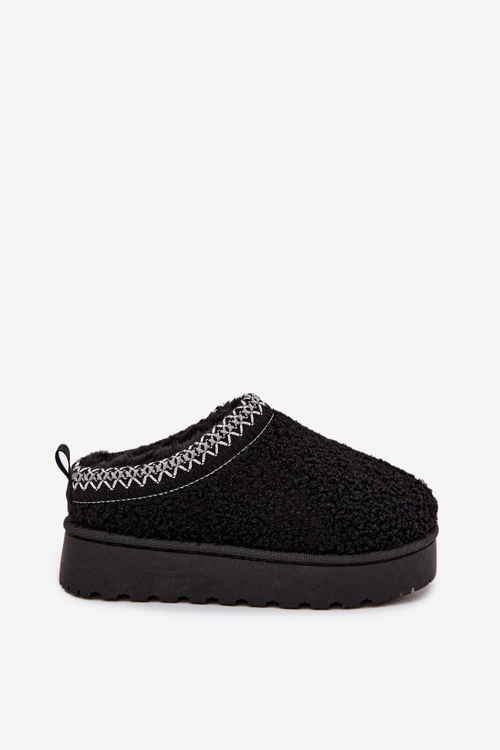 Śniegowce Dziecięce Młodzieżowe Z Futerkiem Typu Baranek Czarne Selathiel