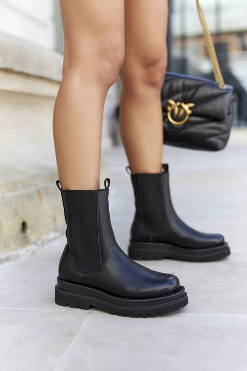 Damskie Wysokie Botki Sztyblety Czarne Belive