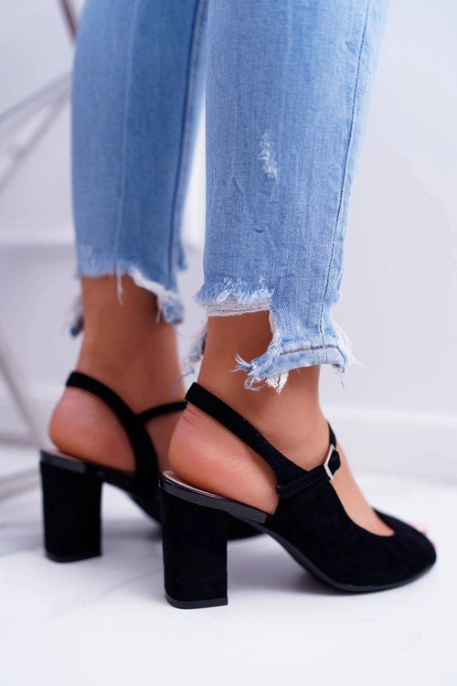 Sandały Damskie Na Słupku Sergio Leone SK808 Czarne Dali