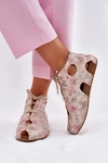 Wzorzyste Skórzane Botki Maciejka 03426-48 Beżowe