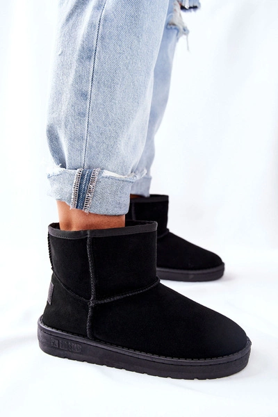 Damskie Skórzane Śniegowce Big Star II274440 Czarne