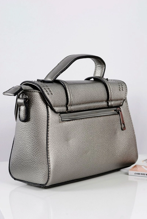 Torebka Damska Srebrna Listonoszka Kuferek Dżety