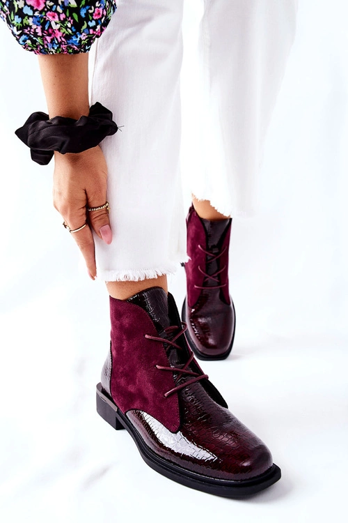 Zamszowe Botki Ocieplane Sergio Leone BT401 Bordowe