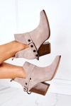 Zamszowe Botki Na Słupku Lewski Shoes 2880 Cappuccino