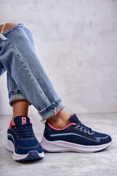 Damskie Modne Buty Sportowe Sneakersy Granatowe Ida