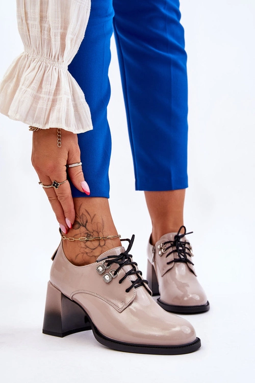 Modne Półbuty Na Obcasie Jasnobeżowe Darren