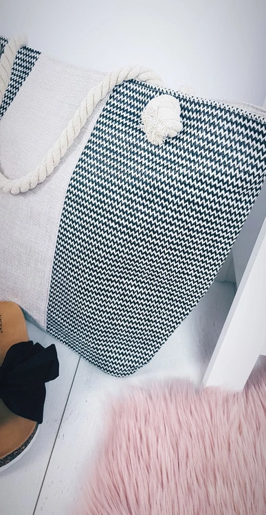 Duża Plażowa Torebka Worek ze Sznurem Czarna