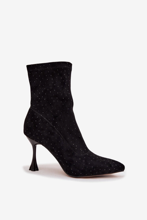 Zdobione Botki Damskie Na Szpilce D&A JC52-882 Czarne