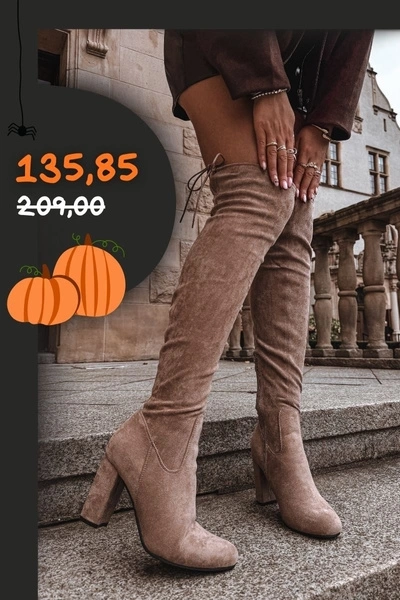 Kozaki Damskie Na Słupku Beżowe Xamarin