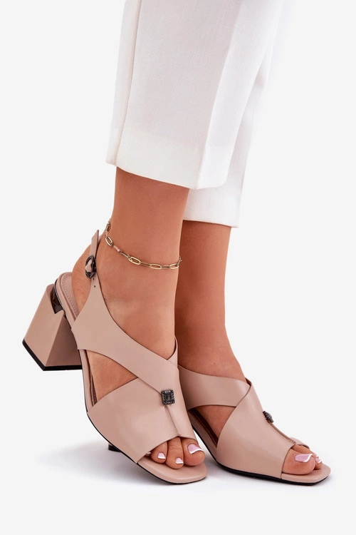 Eleganckie Sandały Damskie Na Słupku Vinceza 62238 Beżowe