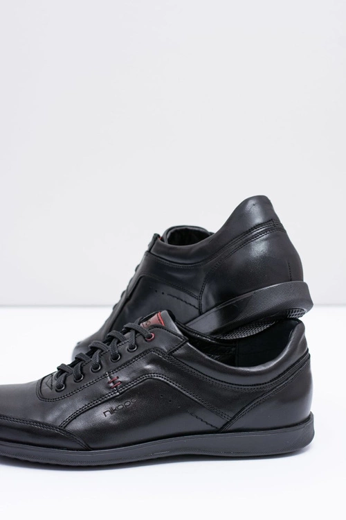 Męskie Czarne Skórzane Półbuty Nikopol Casual Polver