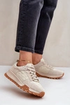 Skórzane Sneakersy Damskie Big Star OO274A315 Hi-Poly System Beżowe