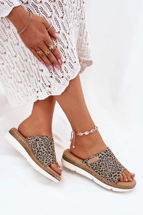 Klapki Damskie Na Koturnie Panterka Norozi