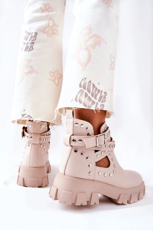 Workery Z Dżetami Na Platformie Beżowe Vernelle