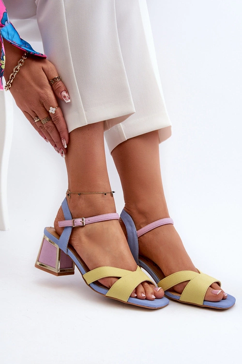 Pastelowe Sandały Damskie Na Obcasie D&A CR482 Żółte