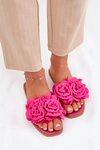 Klapki Damskie Na Płaskim Obcasie Z Ozdobnymi Kwiatami Fuksja Misorsse