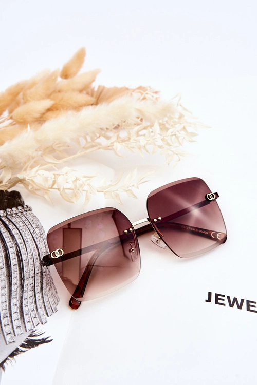 Duże Damskie Okulary Przeciwsłoneczne 400UV E4721 Brązowe