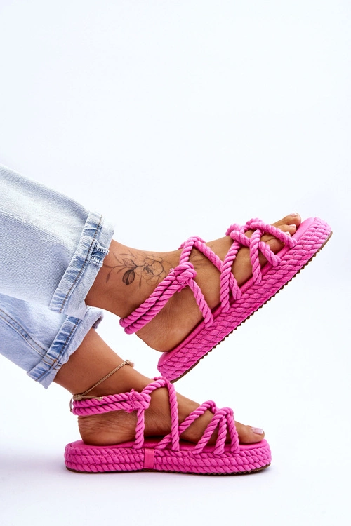 Damskie Modne Plecione Sandały Fuksja Tiffanie
