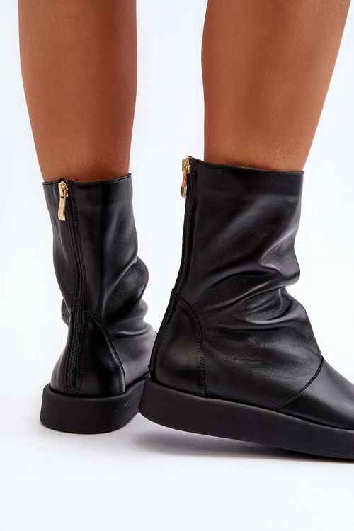 Zazoo 3441 Sandały Damskie Skórzane Z Cholewka Czarne