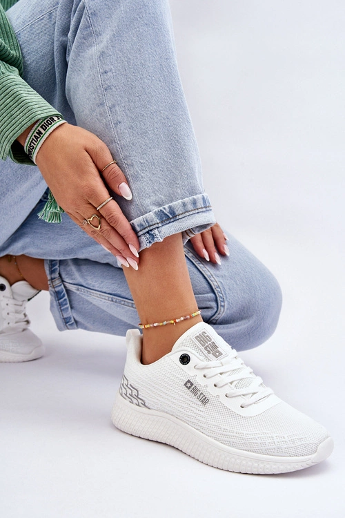 Damskie Siateczkowe Buty Sportowe Memory Foam System Big Star LL274664 Białe