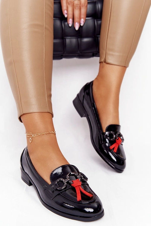 Eleganckie Damskie Mokasyny Vinceza 10585 Lakierowane Czarne