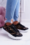 Sportowe Damskie Czarne Buty Leopard Faqundo