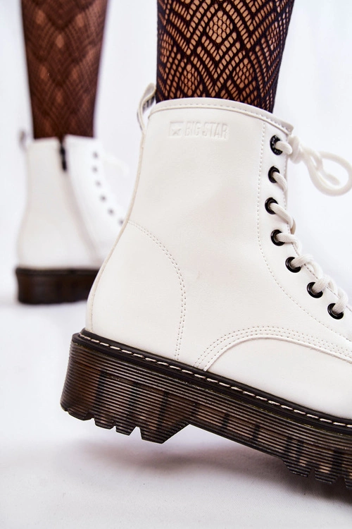 Damskie Botki Na Suwak Big Star KK274536 Białe