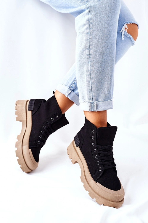 Damskie Botki Trapery Czarne Any One