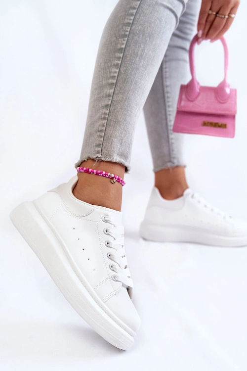 Damskie Buty Sportowe Na Platformie Białe Eliso