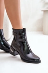 Lakierowane Botki Na Obcasie Ocieplane MR880-093 Czarne